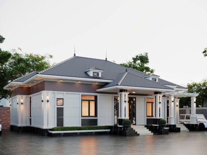 Hình ảnh biệt thự cấp 4 4 phòng ngủ 1 phòng thờ mái Nhật đơn giản chi phí 1.6 tỷ 