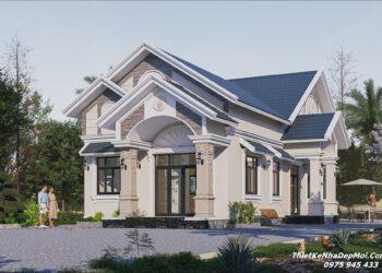 Bản vẽ xây nhà mái Thái 1 tầng tân cổ điển ở nông thôn