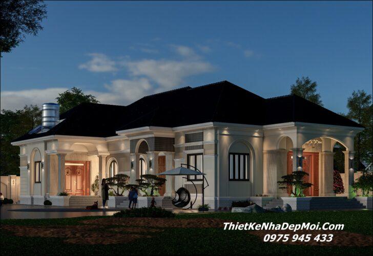 Thiết kế nhà ổ thôn quê 1 tầng mái Nhật 