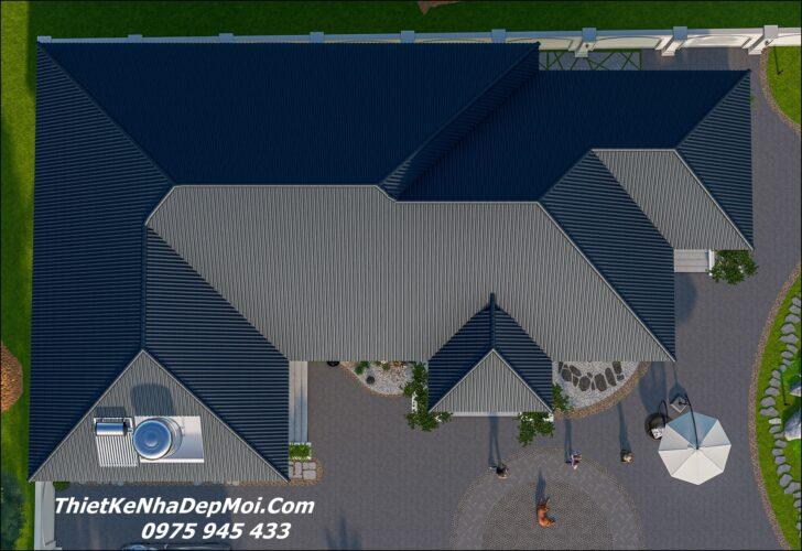 Nhà chữ L mái Nhật 1 tầng lợp ngói hướng Nam 