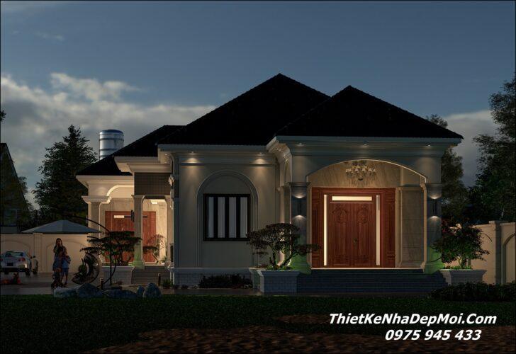 Mẫu biệt thự ngang 15m mái Nhật 5 phòng ngủ chữ L 