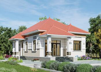 Nhà lợp ngói đỏ 1 tầng truyền thống ở quê Đồng Bằng Bắc Bộ