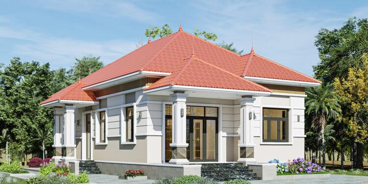 Nhà lợp ngói đỏ 1 tầng truyền thống ở quê Đồng Bằng Bắc Bộ