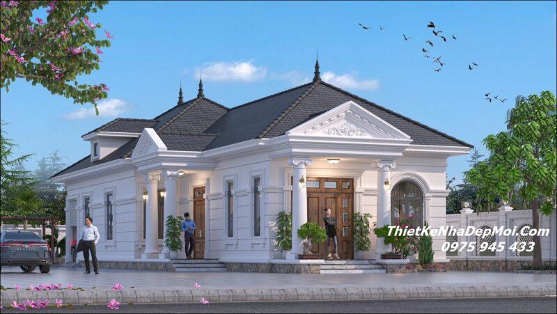 Mẫu nhà cấp 4 mái Nhật 3 phòng ngủ 1 phòng thờ 120m2 Vợ chồng em Hường Huy Bản vẽ thiết kế nhà mái Nhật tân cổ điển đẹp 9x20m