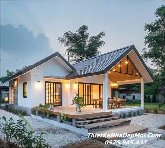 Mẫu nhà trệt 2 phòng ngủ nhỏ đẹp ở ngoại ô 