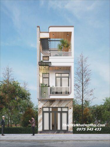 Nhà đẹp 1 trệt 2 lầu sân thượng mặt tiền 4m 