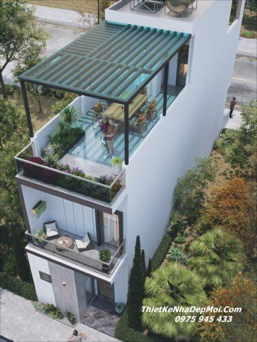 Mẫu nhà ngang 4m dài 20m 3 tầng có sân thượng thiết kế đẹp hiện đại 