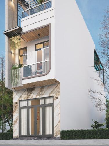 Thiết kế nhà 1 trệt 2 lầu sân thượng mặt tiền 4m 