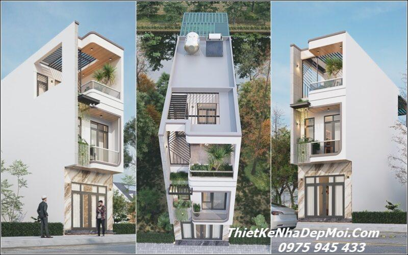 Mẫu nhà phố mặt tiền 4m 2 tầng rưỡi 80m2