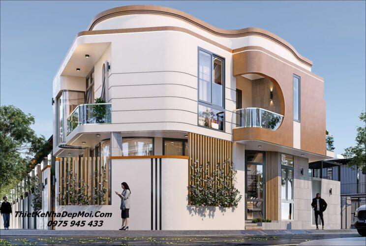 Phối cảnh nhà 2 mặt tiền 1 trệt 1 lầu phong cách hiện đại 