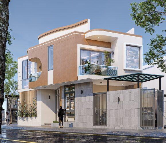 Mẫu nhà hai mặt tiền lô góc 