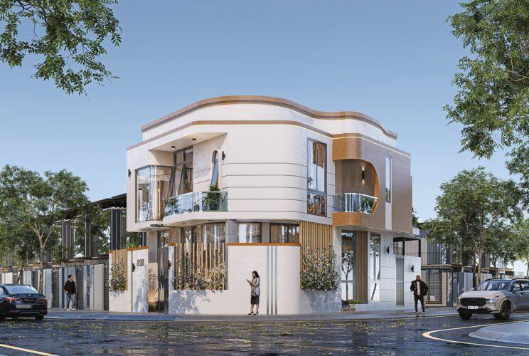 Nhà lô góc đẹp 2 tầng mái bằng 