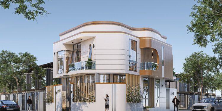 Nhà lô góc đẹp 2 tầng mái bằng