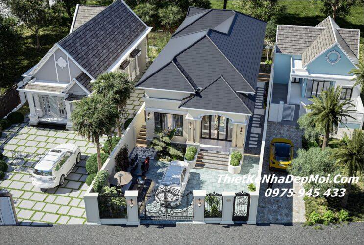 Mẫu nhà cấp 4 mái Nhật 3 phòng ngủ 1 phòng thờ 120m2 Vợ chồng em Hường Huy Bản vẽ thiết kế nhà đẹp 1 tầng 120m2 3 phòng ngủ 1 phòng thờ diện tih1 8x15m