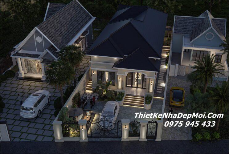 Mẫu nhà cấp 4 mái Nhật 3 phòng ngủ 1 phòng thờ 120m2 Vợ chồng em Hường Huy Mẫu nhà mái Nhật 1 tầng 120m2 3 phòng ngủ lợp ngói
