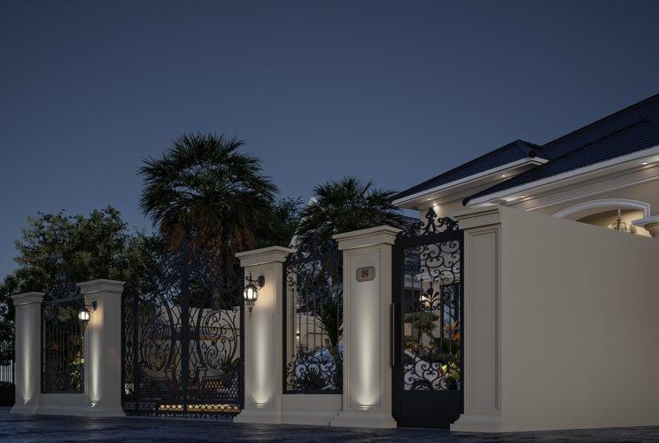 Mẫu nhà cấp 4 mái Nhật 3 phòng ngủ 1 phòng thờ 120m2 Vợ chồng em Hường Huy Thiết kế cổng và tường rào nhà cấp 4 3 phòng ngủ 1 phòng thờ