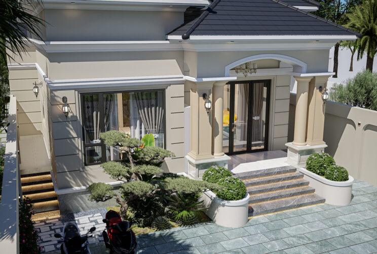 Mẫu nhà cấp 4 mái Nhật 3 phòng ngủ 1 phòng thờ 120m2 Vợ chồng em Hường Huy Mẫu nhà 1 tầng có sân vườn diện tích 8x15m