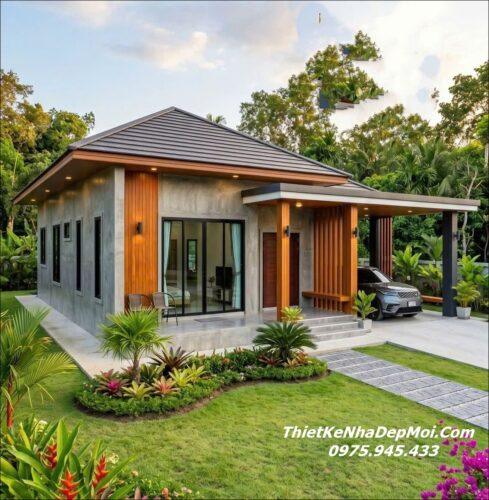 Mẫu nhà 10x10m 1 tầng mái Nhật diện tích nhỏ đẹp ở quê