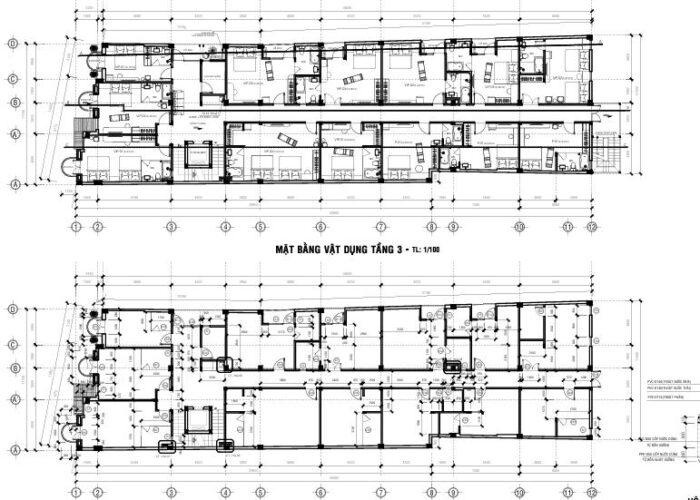 Bản vẽ khách sạn 12x40m bốn tầng 