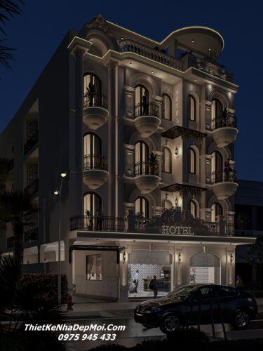 Khách sạn cổ điển 4 tầng mặt tiền 12m 