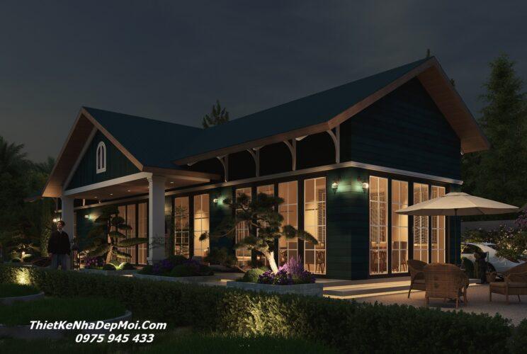 Mẫu nhà trệt không gian mở đơn giản hiện đại nghỉ dưỡng 