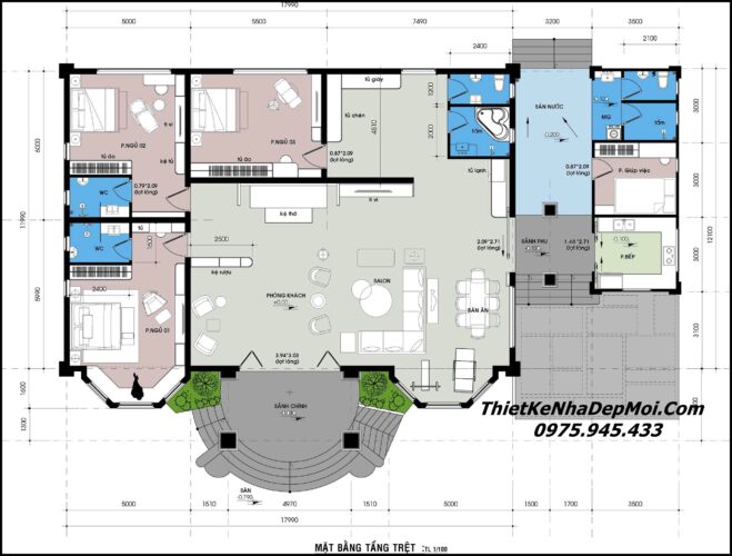Thiết kế nhà vườn đẹp 300m2 có 4 phòng ngủ 