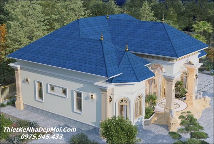 Mẫu biệt thự cấp 4 mái nhật đẹp bốn phòng ngủ ở nông thôn 