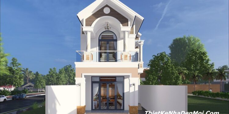 Bản vẽ thiết kế nhà 6m 2 tầng mái Thái đẹp mặt tiền anh Vũ Văn Kiên Nhà mái Thái đẹp mặt tiền 6m 1 trết lầu 2 tầng