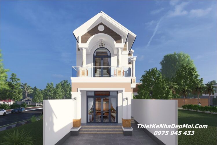 Bản vẽ thiết kế nhà 6m 2 tầng mái Thái đẹp mặt tiền anh Vũ Văn Kiên Nhà mái Thái đẹp mặt tiền 6m 1 trết lầu 2 tầng