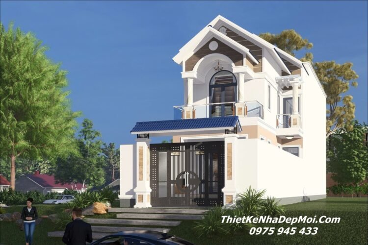 Bản vẽ thiết kế nhà 6m 2 tầng mái Thái đẹp mặt tiền anh Vũ Văn Kiên Nhà 6m mái Thái 2 tầng hình chữ L