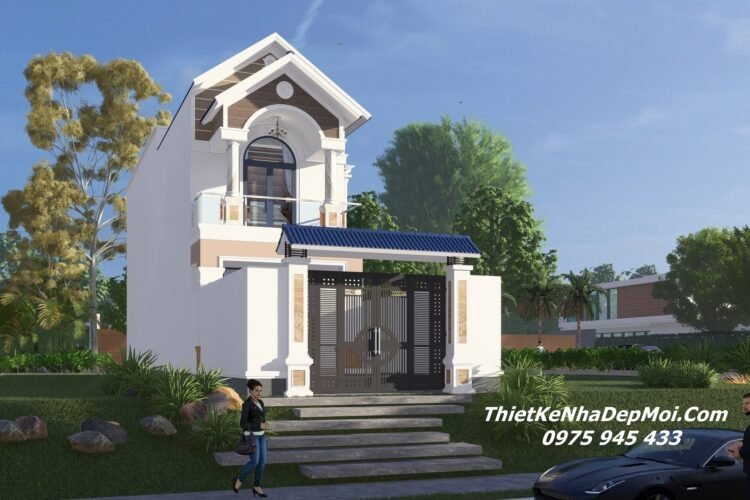 Bản vẽ thiết kế nhà 6m 2 tầng mái Thái đẹp mặt tiền anh Vũ Văn Kiên Công ty chuyên xây nhà phố mái Thái 2 tầng đẹp tại Đồng Nai