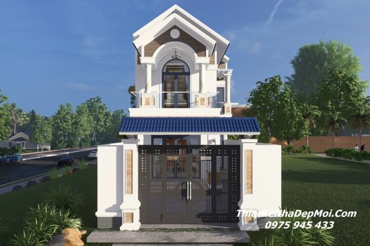 Bản vẽ thiết kế nhà 6m 2 tầng mái Thái đẹp mặt tiền anh Vũ Văn Kiên Nhà mặt tiền 6m 1 trệt 1 lầu mái Thái