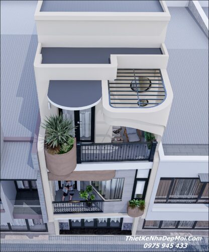 Nhà ống mái bằng 3 tầng 5x16m mặt tiền 5m đơn giản 