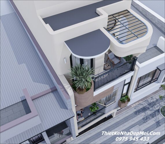 Bản vẽ nhà phố 1 trệt 2 lầu sân thượng 80m2 mặt tiền 5m dài sâu 16m 