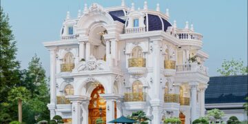 Biệt thự pháp đẹp 1 trệt 3 lầu sân thượng kiến trúc cổ điển châu âu