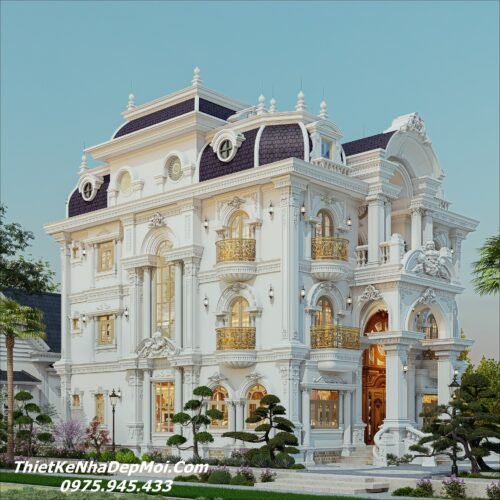 Mẫu villa cổ điển đẹp 3 tầng rưỡi 250m2
