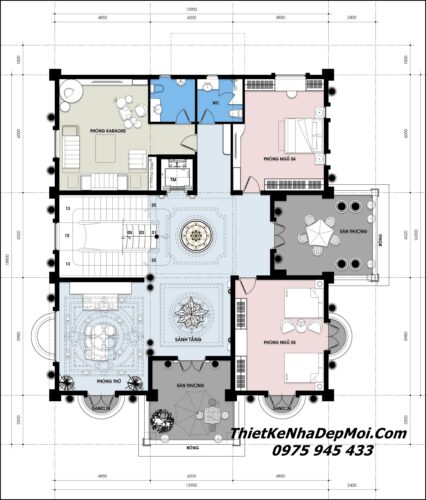 Thiết kế biệt thự 3 tầng 15x16m 