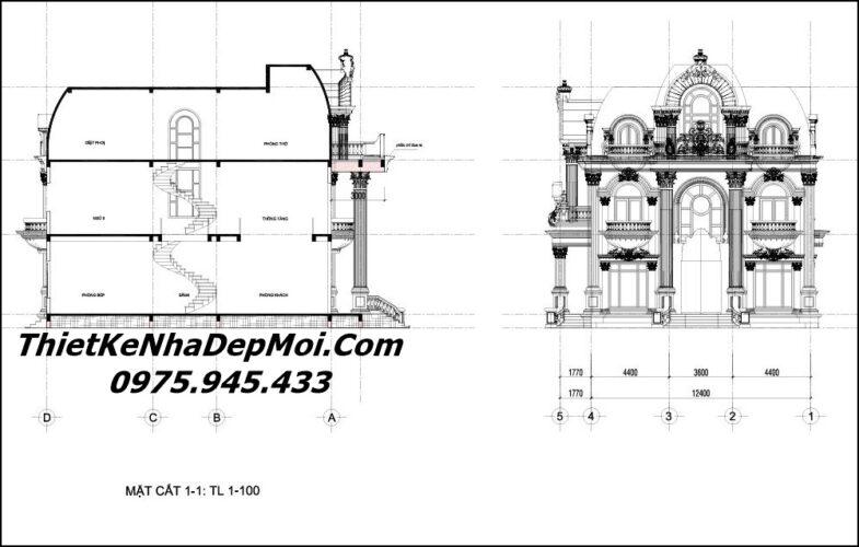 Bản vẽ thiết kế biệt thự vườn 3 tầng 1 tum 14.5x16m 