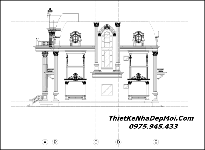 Thiết kế biệt thự đẹp 3 tầng kiểu châu âu 