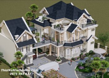 Ảnh biệt thự mái Thái 3 tầng đẹp 250m2