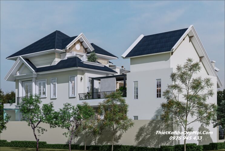 Biệt thự sân vườn 3 tầng mái Thái ở nông thôn 
