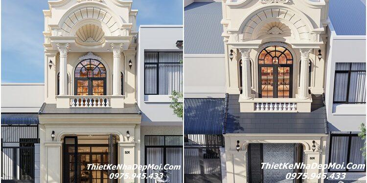 Thiết kế nhà cổ điển hai tầng mặt tiền 5m