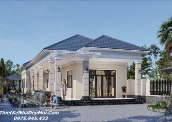 Bản vẽ thiết kế 3D kiến trúc nhà cấp 4 có sân vườn đẹp phong cách hiện đại kiểu Nhật Bản lợp ngói ở quê nông thôn vùng ngoại ô 2026 - 2027 diện tích 8x20m