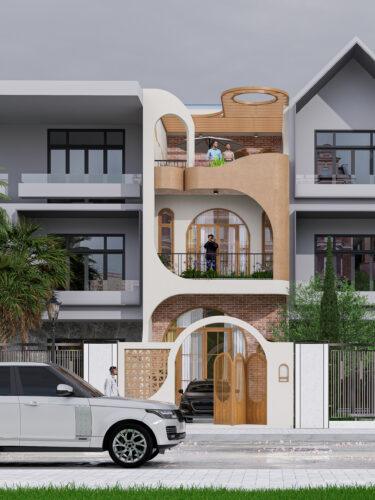 Mẫu nhà phố đẹp 1 trệt 2 lầu mặt tiền 5m 