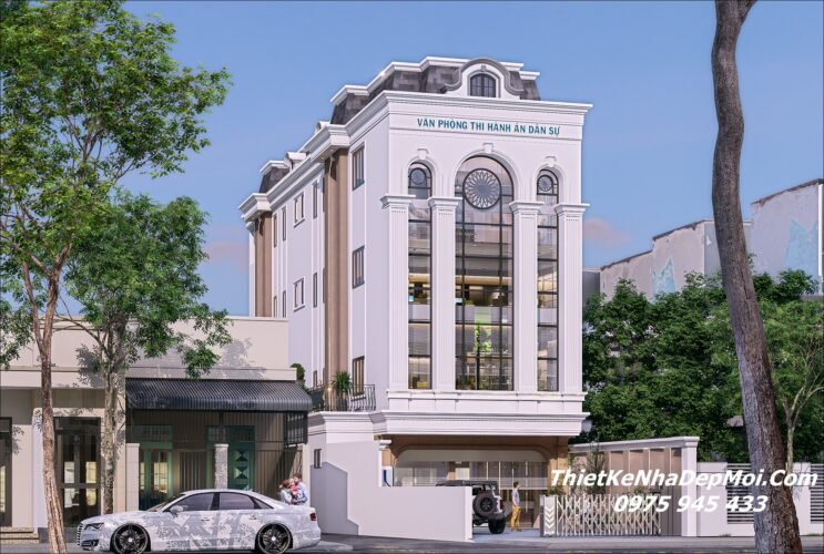Mẫu mặt tiền toà nhà đẹp 8 tầng làm văn phòng 