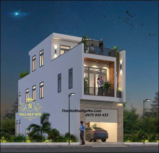 Hồ sơ xây dựng nhà 2 tầng 1 tum đẹp hiện đại vợ chồng chị Hồng Nhung Nhà phố 2.5 tầng có gara để ô tô mặt tiề rộng 5m dài 22m 2 tầng 1 tum hiện đại