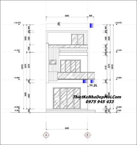 Hồ sơ xây dựng nhà 2 tầng 1 tum đẹp hiện đại vợ chồng chị Hồng Nhung Hồ sơ xây dựng nhà ống 2 tầng ở nông thôn có sân thượng trước và sau