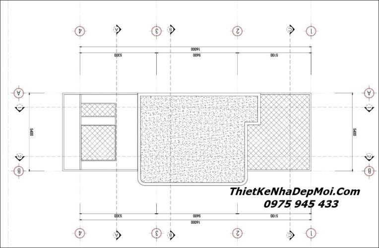 Hồ sơ xây dựng nhà 2 tầng 1 tum đẹp hiện đại vợ chồng chị Hồng Nhung Bản vẽ nhà 1 trệt 1 lầu 1 sân thượng diện tích 5.5x16m