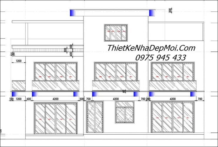 Hồ sơ xây dựng nhà 2 tầng 1 tum đẹp hiện đại vợ chồng chị Hồng Nhung Bản vẽ cad nhà phố 6x16m 2 tầng 1 tum mái bằng