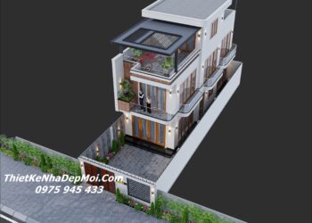 Hồ sơ xây dựng nhà 2 tầng 1 tum đẹp hiện đại vợ chồng chị Hồng Nhung Nhà 2 tầng 1 tum đẹp mái bằng có sân vườn thông thoáng hiện đại chi phí khoảng 1.8 tỷ năm 2026